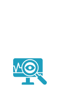 Ícone de monitor com lupa e gráfico, representando monitoramento e ajustes